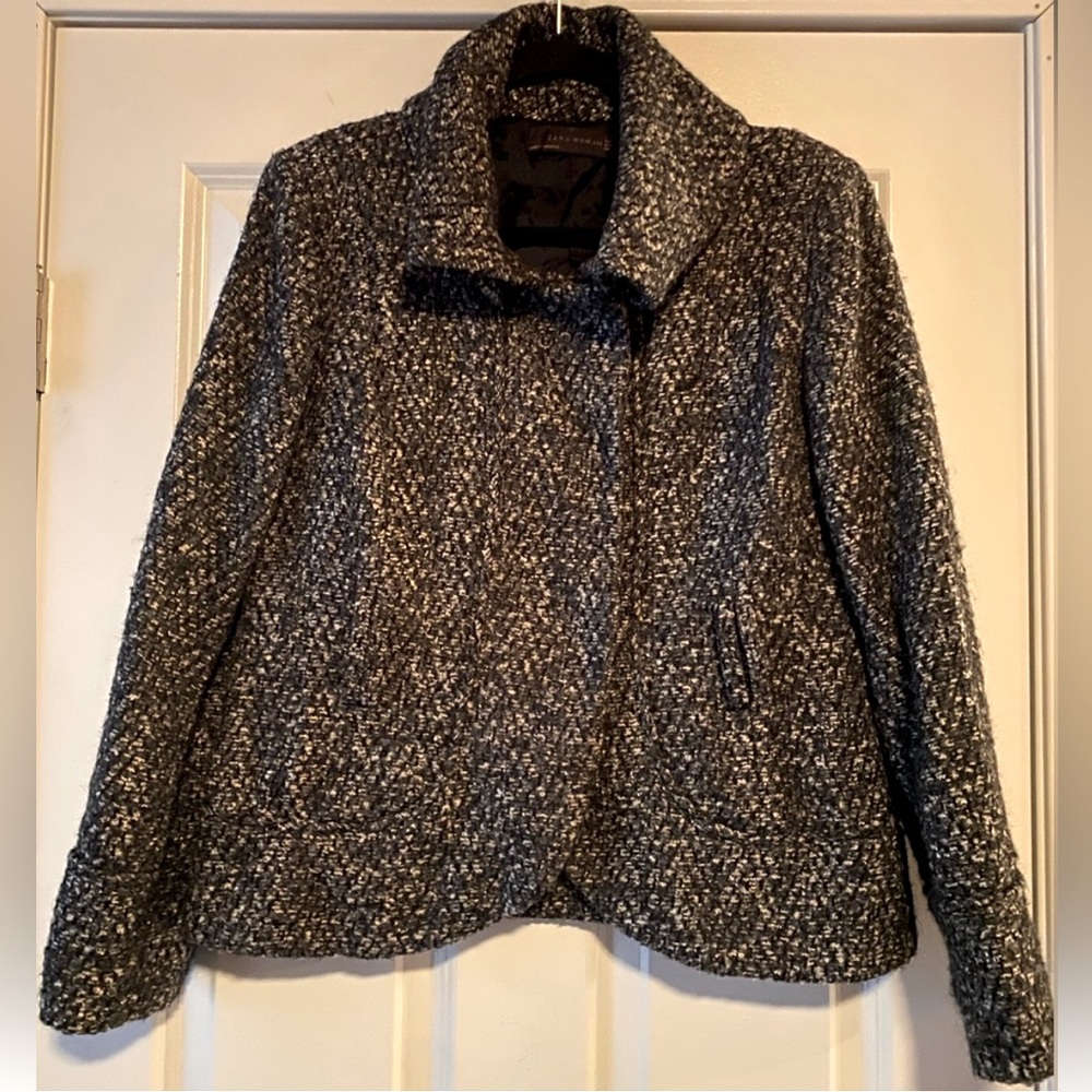 Zara Metallic Tweed Coat, size Large
